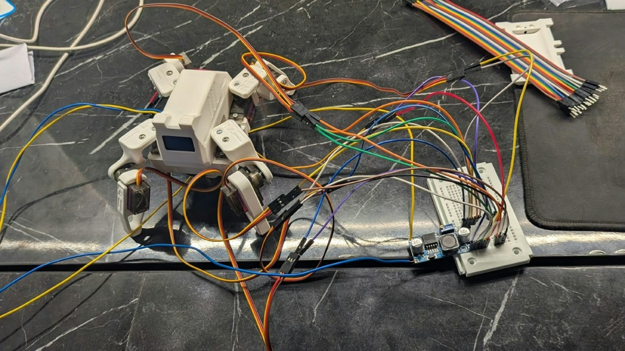 Sesame, the quadruped, on a breadboard